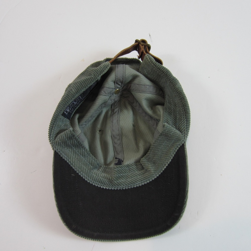 vintage ralph lauren polo corduroy hat leather adjustable strap green - Picture 5 of 7